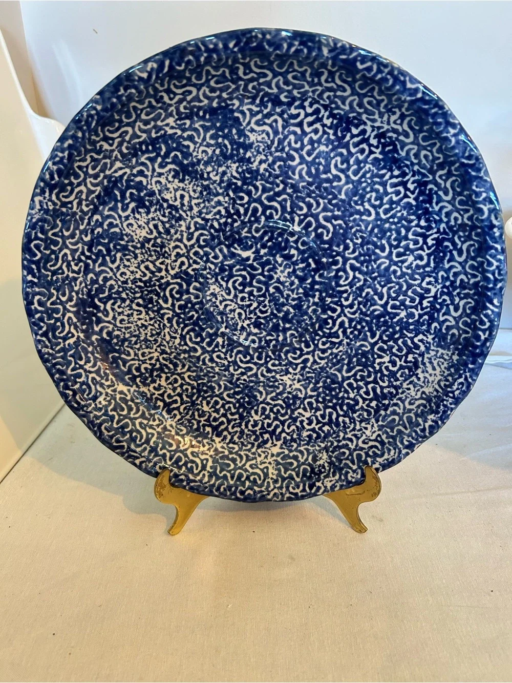 Blue and White Speckled Ceramic Decorative stoneware platter